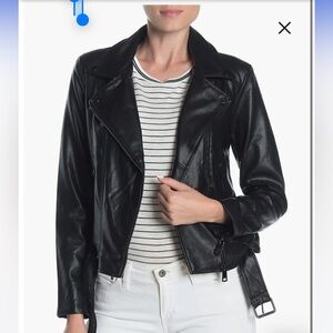 Elodie Buttery Soft Faux Leather Belted Moto Style Jacket Size Large